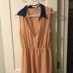 Pink dress with blue collar